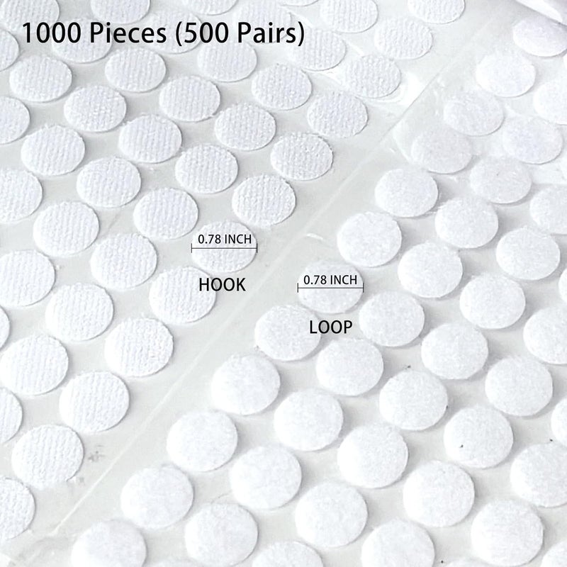 yrrBgo 1000 Pcs(500 Pairs) 0.78inch Diameter Strong Sticky Round Nylon Dots, Hook and Loop Dots with Adhesive, for Classroom, Office, Home - Image 2